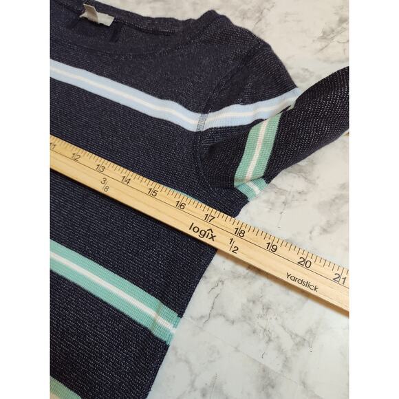 T by Talbots Women's Multicolor Striped Long Sleeve Casual Top Size Small - Picture 5 of 6